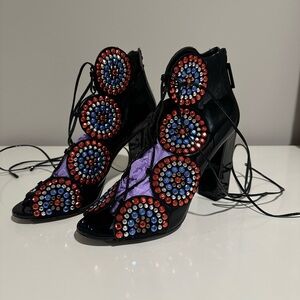 Kat Maconie Black Patent Leather Embellished with Colored Studs.